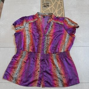 East 5th Purple and Orange Blouse